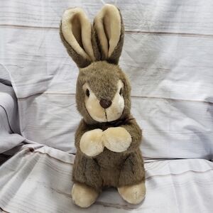 Vintage Bunny Rabbit Plush America Wego Brown Tan Korea Praying 12 Inch 1982